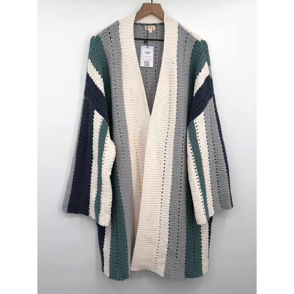 POL Styled Out Cardigan Women Large Loose Knit Crochet Duster NWT Cottagecore